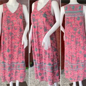 J Jill boho style flower print berry pink maxi dress w pockets Size XS petite
